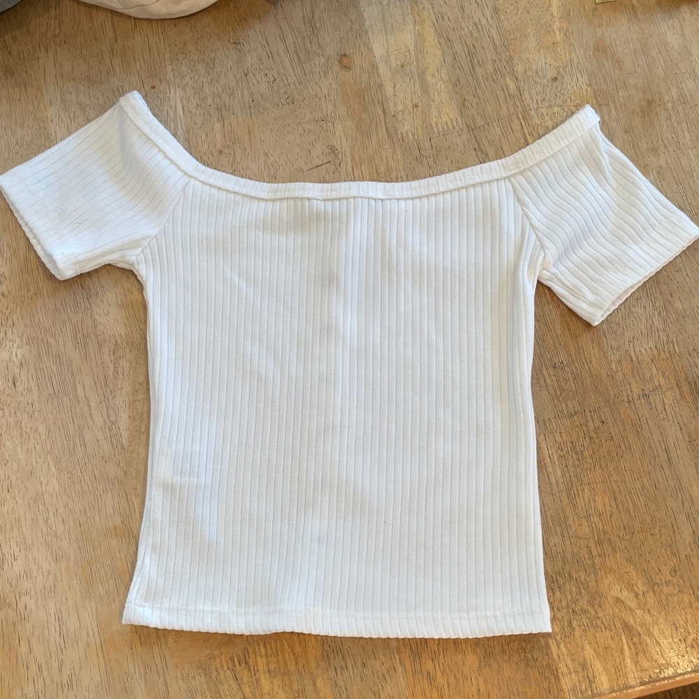 Forever 21 white Off-Shoulder Ribbed Top - Picture 2 of 4